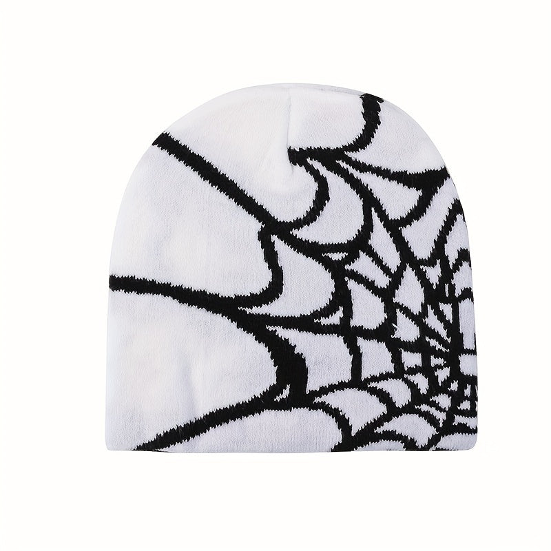 Spider Pattern Knitted Winter Hat - Halloween Gift