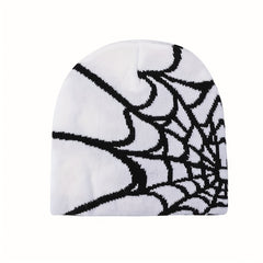 Spider Pattern Knitted Winter Hat - Halloween Gift