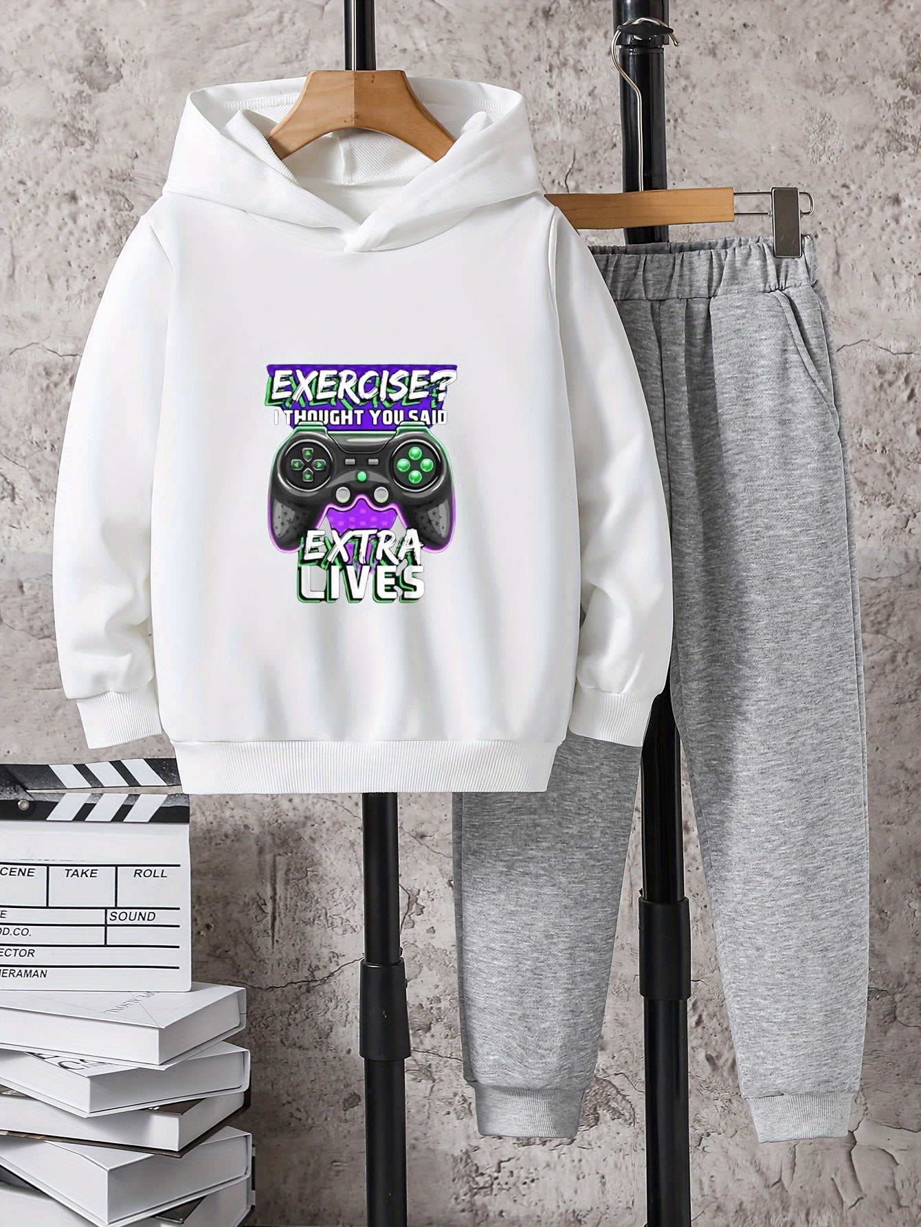 Boys Casual Hoodie & Sweatpants Set, Long Sleeve, Elastic Waist