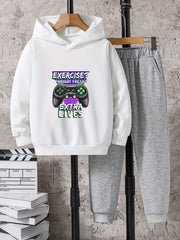 Boys Casual Hoodie & Sweatpants Set, Long Sleeve, Elastic Waist