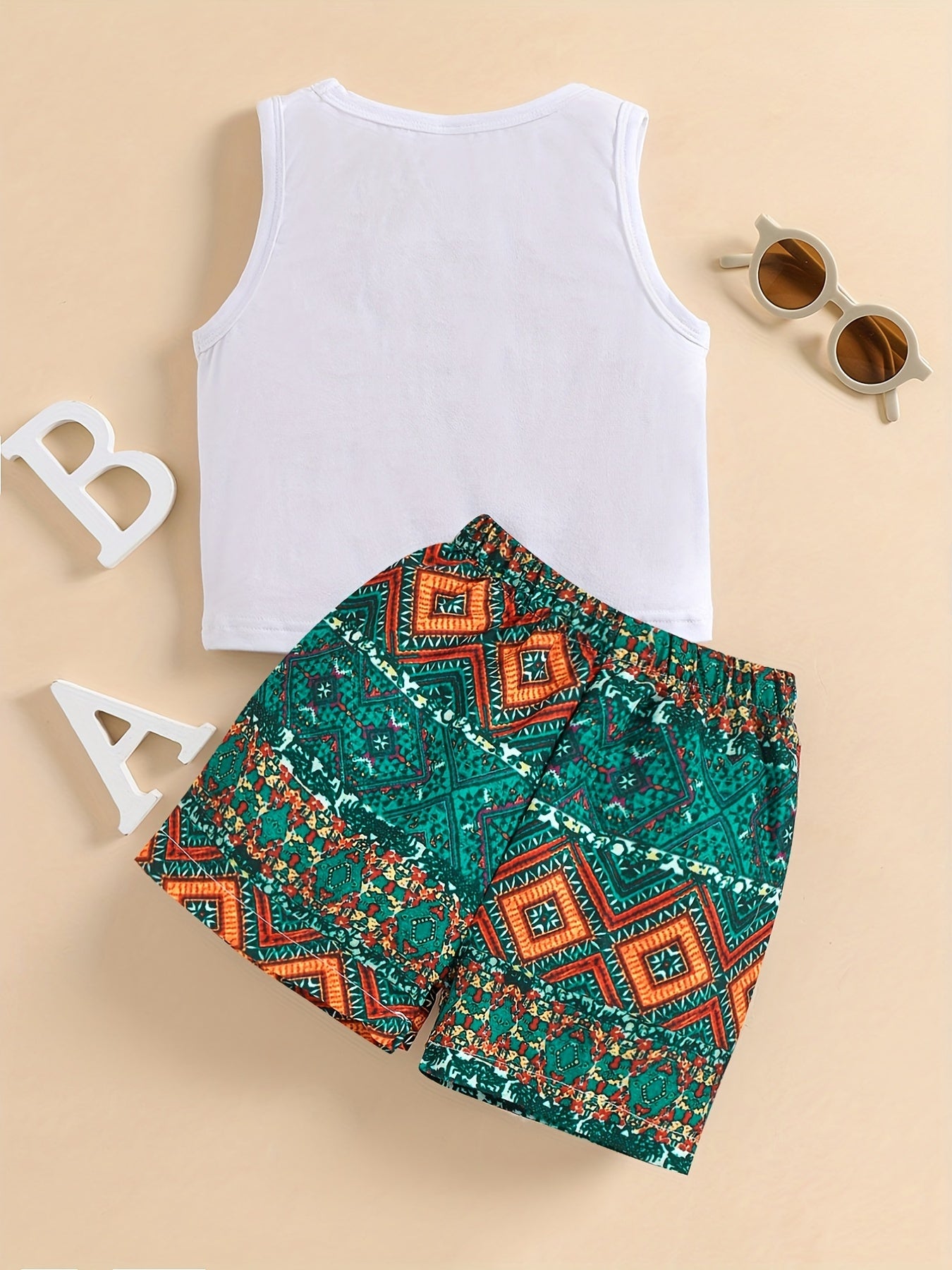 Ethnic Geo Print Shorts & Top Set For Baby Boys