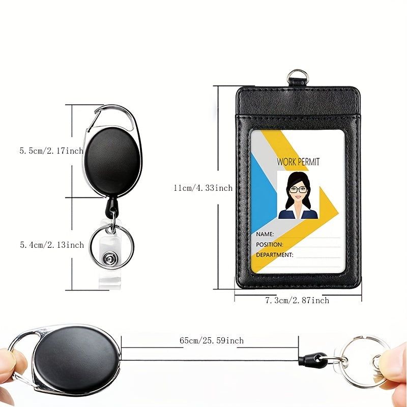 Retractable Buckle PU Card Holder Cover