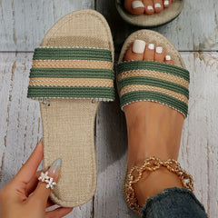 Women's Striped Slide Sandals Lightweight Summer Beach Shoes