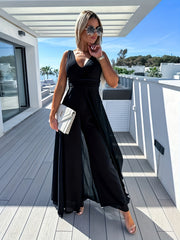 Wide Leg Tank Jumpsuit V Neck Sleeveless Spring Summer