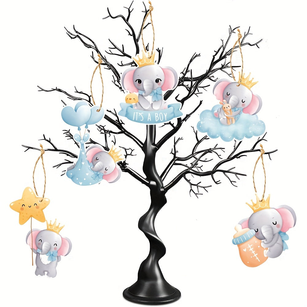 5 Piece Baby Shower Elephant It's A Boy Hanging Ornaments