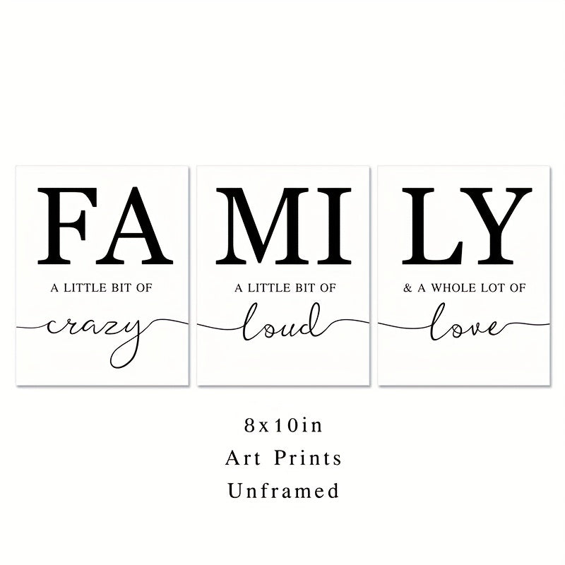 3pcs Family Quotes Wall Art Prints Unframed Home Decoration