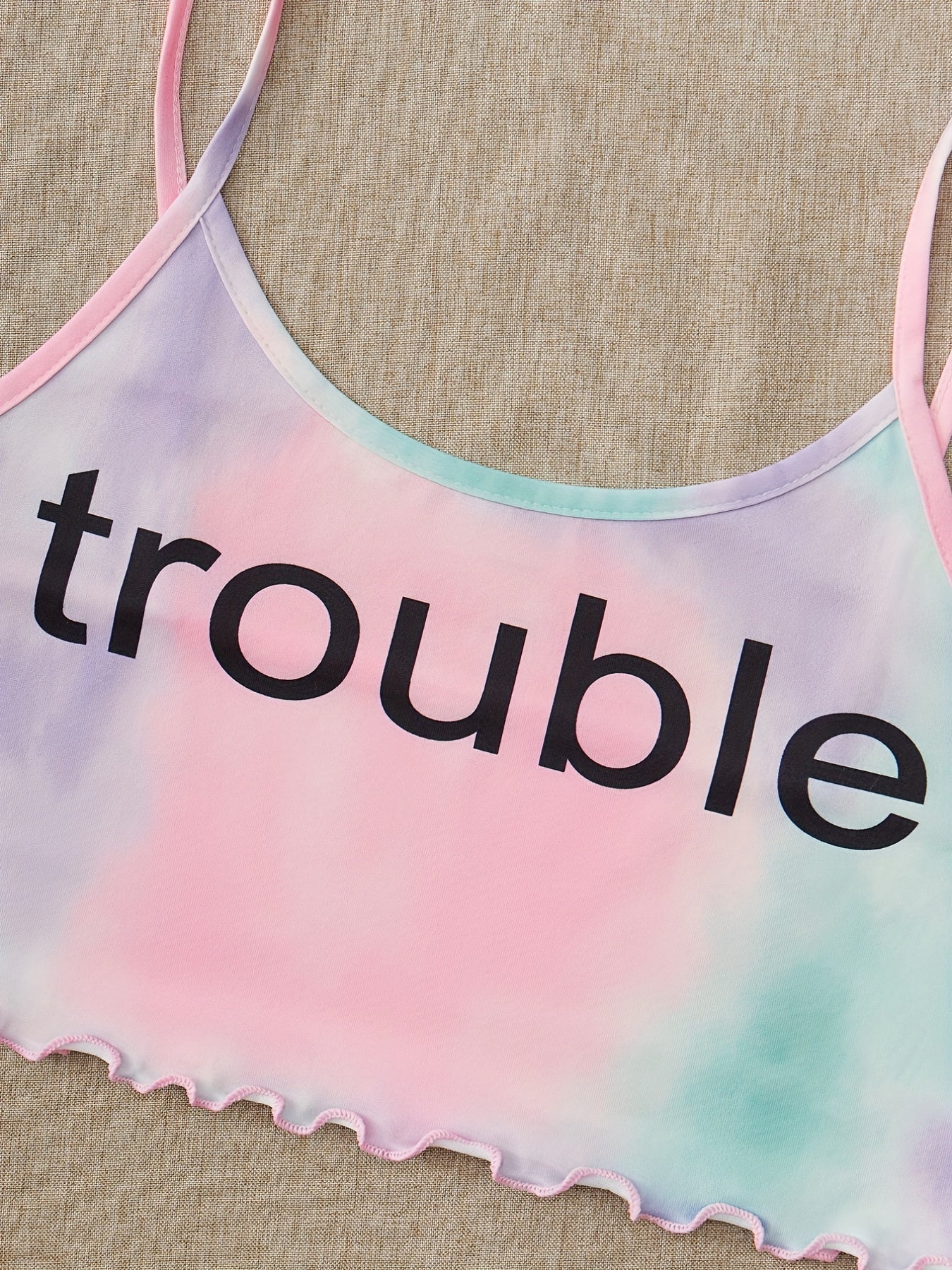 Tie Dye Print Pajamas Set Soft Cami Top & Elastic Waistband Shorts