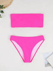Strapless Bikini Set Plain Stretchy Minimalism Swimsuit