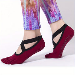 Women's Non slip Cross Strap Yoga Socks Breathable Dance Training Socks