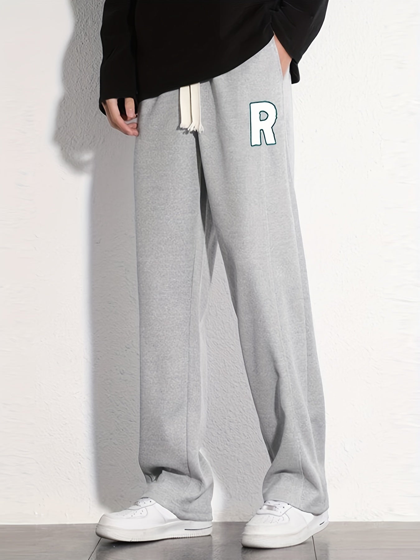 R Graphic Print Men's Loose Sweatpants Jogger Pants