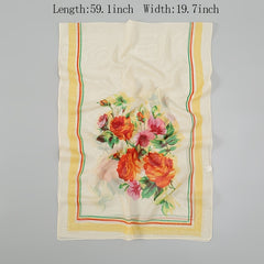 Flower Print Chiffon Scarf 150x04cm Elegant Sunscreen Silk Shawl