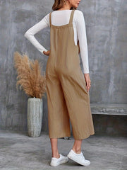 Wide Leg Casual Overall Jumpsuit with Pockets