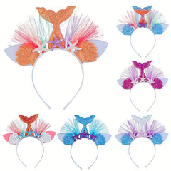 Mermaid Hair Hoop Party Hair Accessories Princess Mesh Flower Animal