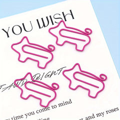 10pcs Piggy Paper Clips Creative Clips Rose Red Cartoon Office Data Clips