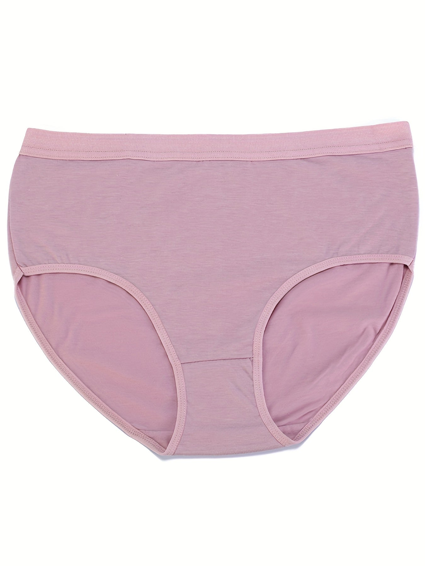 3 Pack Plus Size Basic Panties Set Women's Plus Solid High Rise Underwear