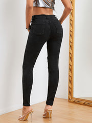 Distressed Slim Fit High Stretch Skinny Jeans