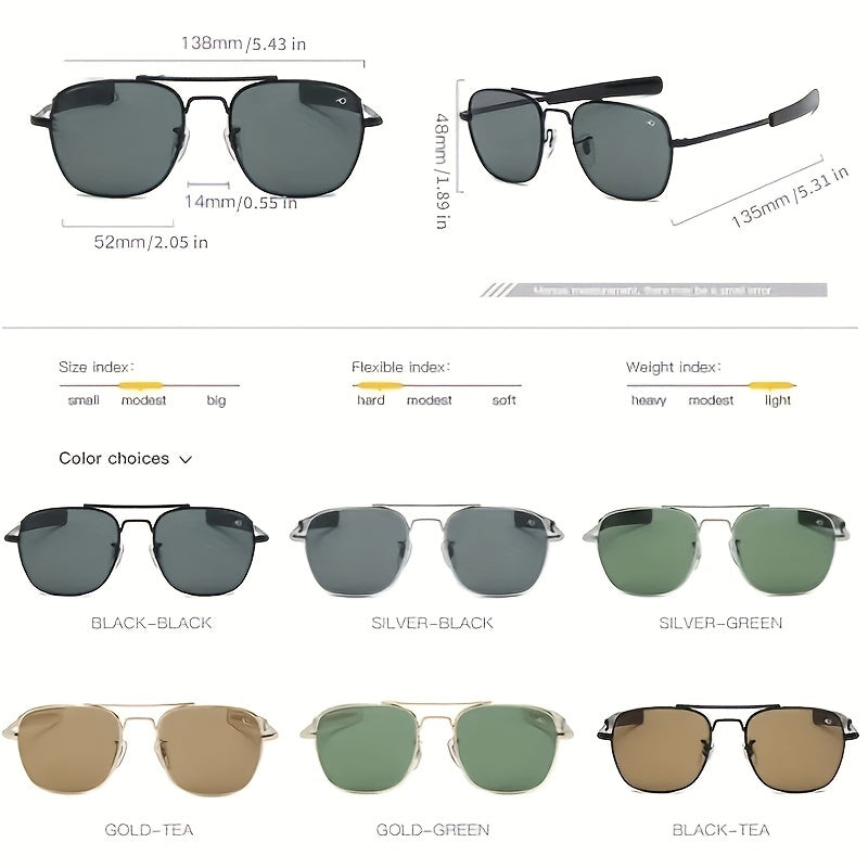 AO Men's Square Frame Metal Anti Light Sunglasses