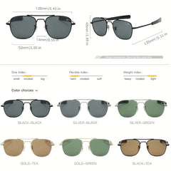 AO Men's Square Frame Metal Anti Light Sunglasses