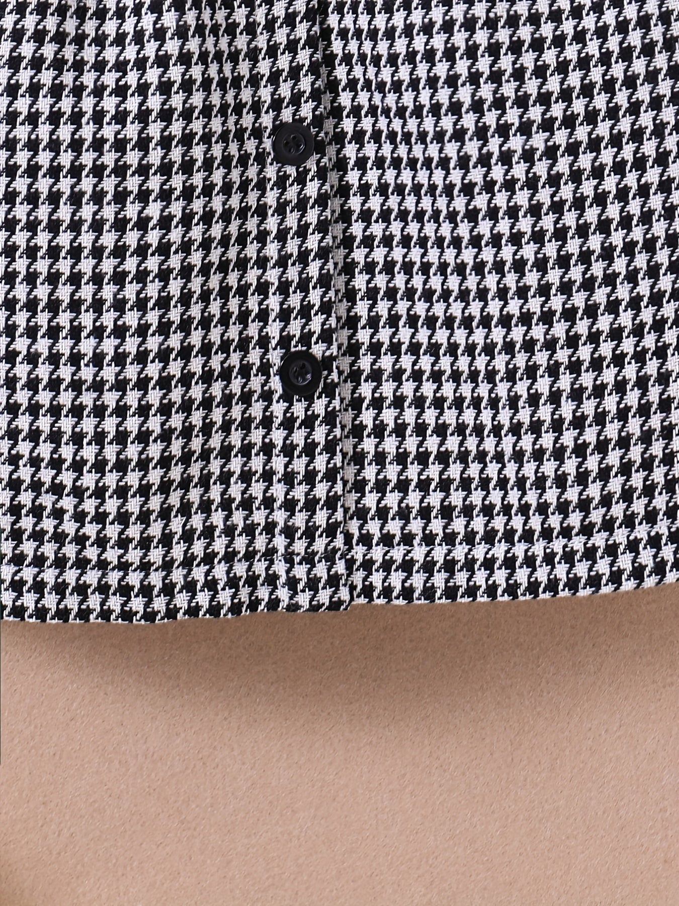 Girls 3pcs Ribbed Top Skirt & Hat Set Houndstooth Print Ruffle Top Kids Clothes
