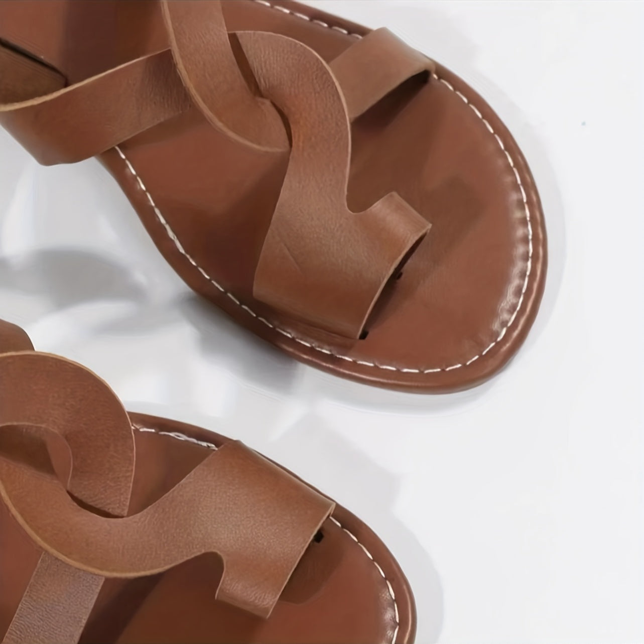 Women's Cross Strap Toe Loop Flat Slippers Open Toe Non Slip Roman Sandals