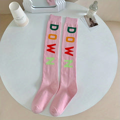 4 Pairs Letter Print Socks Over The Knee Sports Stockings Women's Hosiery