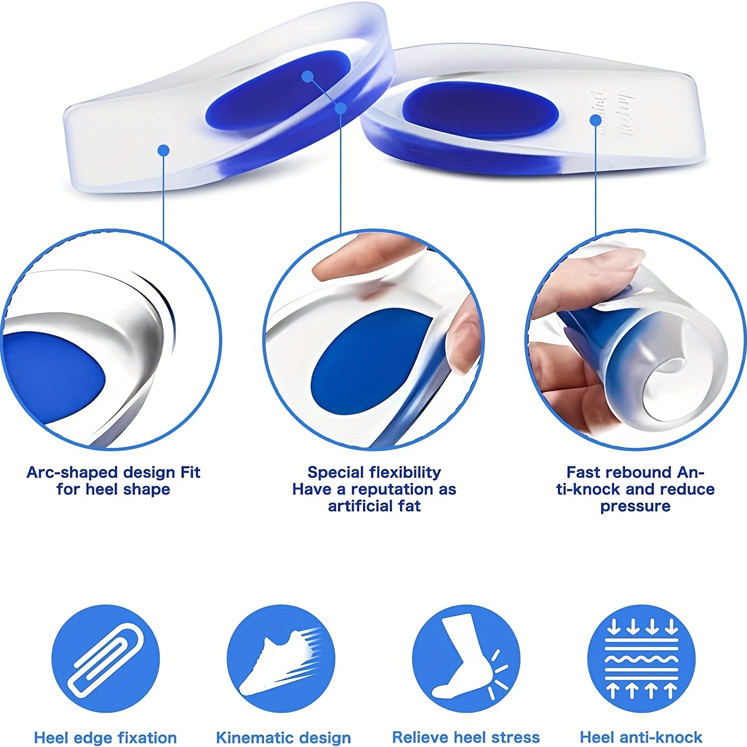 Silicone Heel Pads Gel Heel Cup for Plantar Fasciitis