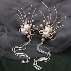 Tassel Faux Pearl Hair Clips 2pcs 1pair Headwear Bridal Party Styling