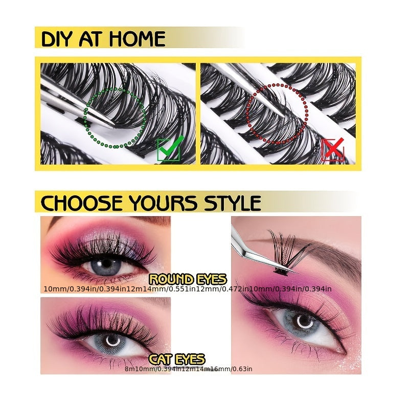 60Pcs Lash Clusters DIY Eyelashes DD Curl 12-16mm Mixed Volume 60D 80D 0.07 Mix