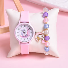 2pcs Set Rabbit On The Moon Girls Quartz Watches with Bracelet