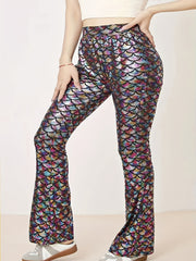 Snake Skin Print High Rise Flared Leg Trousers