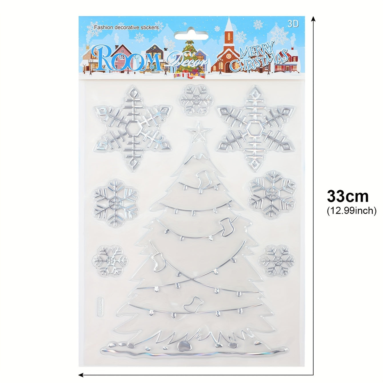 Colorful Snowflake Christmas Tree Snowman Window Stickers