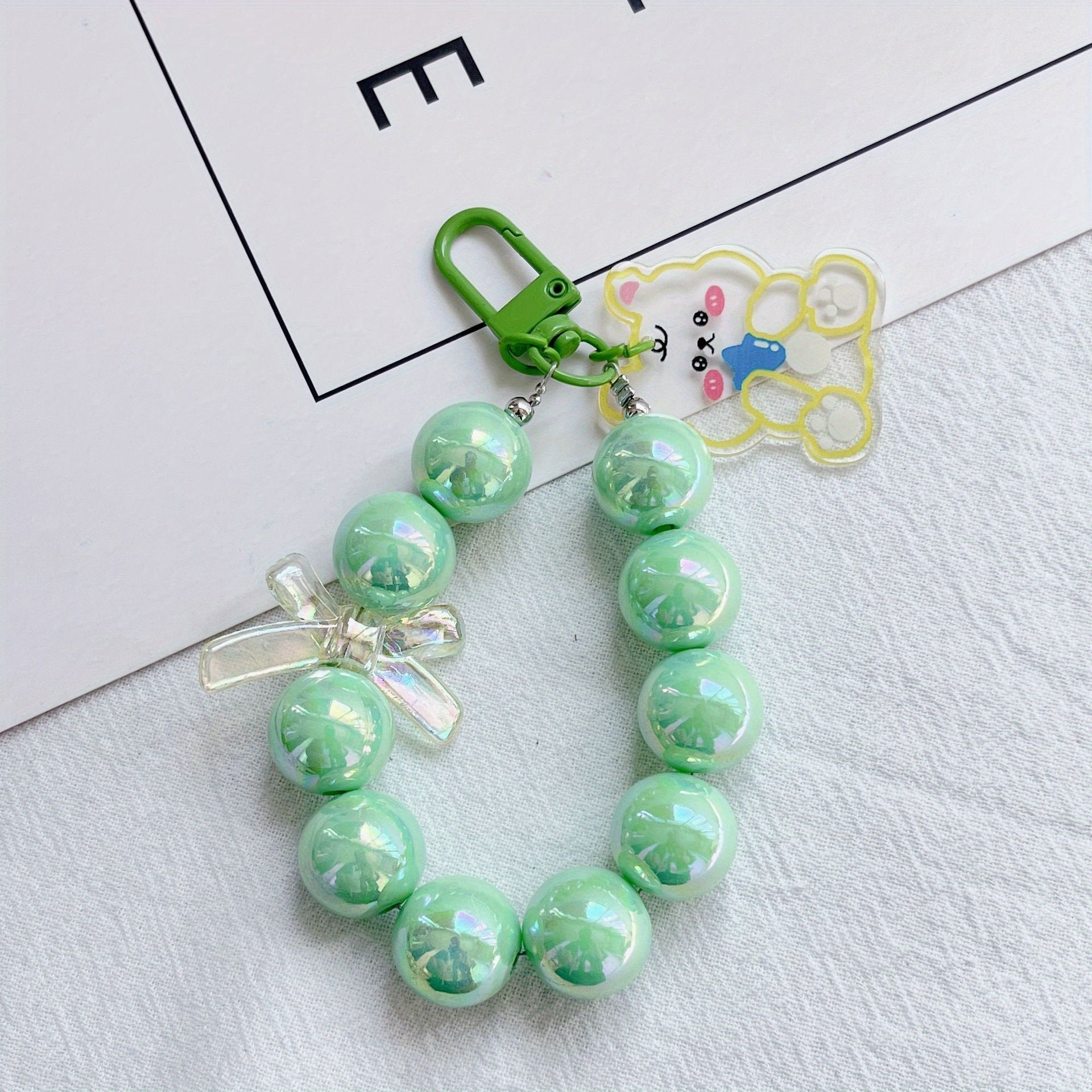Kids Novelty Key Chain Beaded Little Rabbit Bear Pendant DIY Jewelry