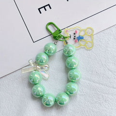 Kids Novelty Key Chain Beaded Little Rabbit Bear Pendant DIY Jewelry