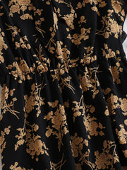Floral Print Ruffle Sleeve Bow Knot Dress
