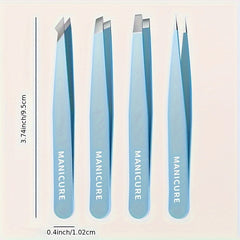 4pcs Stainless Steel Eyebrow Tweezers Set