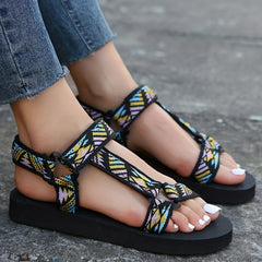 Women's Ethnic Style Ankle Strap T Strap Sandals