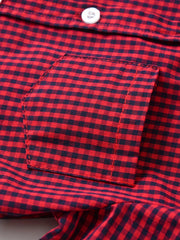 Boys Plaid Shirt & Suspender Shorts Set