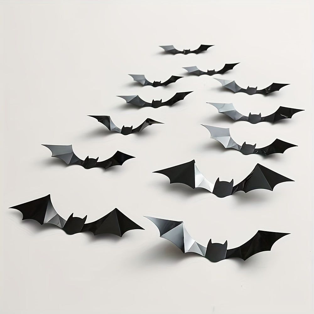12pcs Halloween Bat Stickers 3D Bat Decorative Stickers Party Decoration