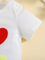 Baby's Tee I Love Mom Print T shirt Toddler Short Sleeve Pullover