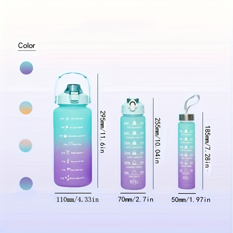 Gradient Sports Water Bottle with Time Scale Straw Cup