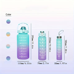 Gradient Sports Water Bottle with Time Scale Straw Cup