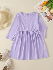 2pcs Girls Soft Rib Knit Long Sleeve Princess Dress
