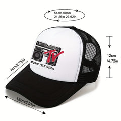 Unisex Sunshade Baseball Cap with Music Television Embroidery
