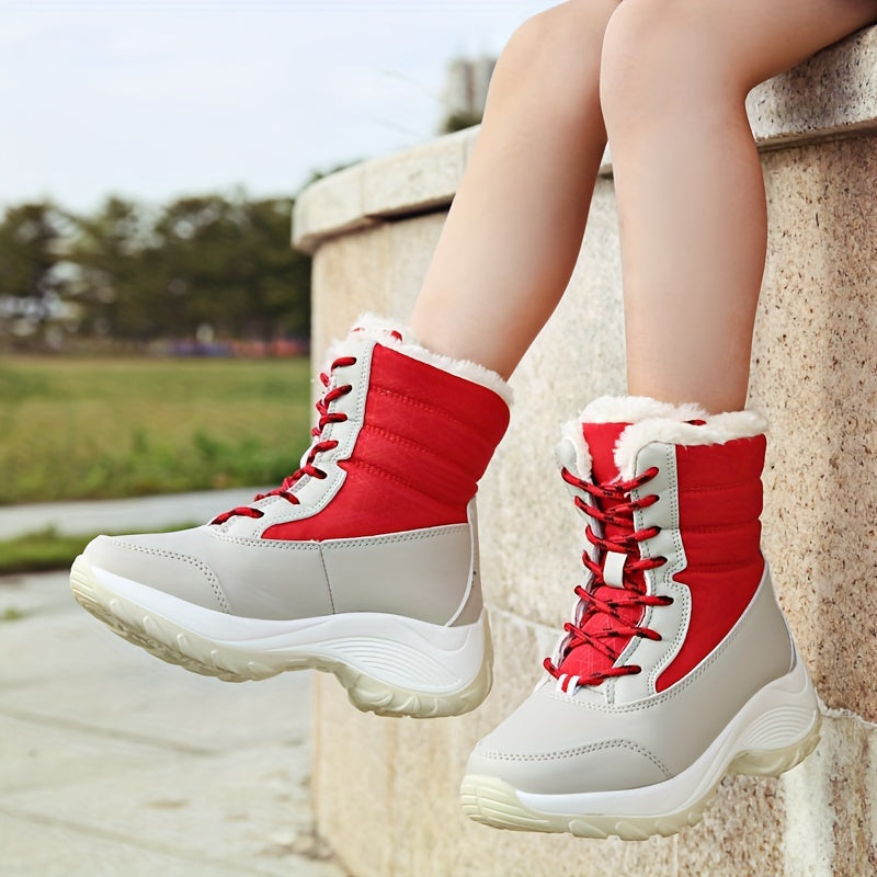 Women's Waterproof Plush Inner Snow Boots Winter Mid tube Boots