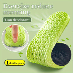 Green Sports Shock Absorption Insoles High Elastic Running Insoles