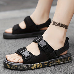 Men's Open Toe Graphic Print Sandals Non Slip Comfortable Beach Shoes Summer