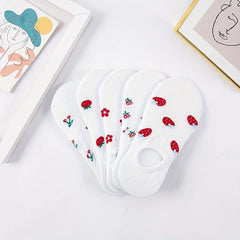 5 Pairs Floral Print Socks & Low Cut Ankle Socks Women's Stockings