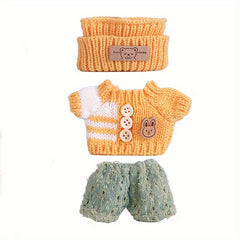 Doll Clothing Set Top Pants Skirt Hat Three Piece Set Plush Clothes Accessories