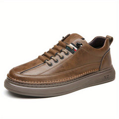 Men's Faux Leather Lace Up Skate Shoes Lightweight Comfy Non slip Sneakers