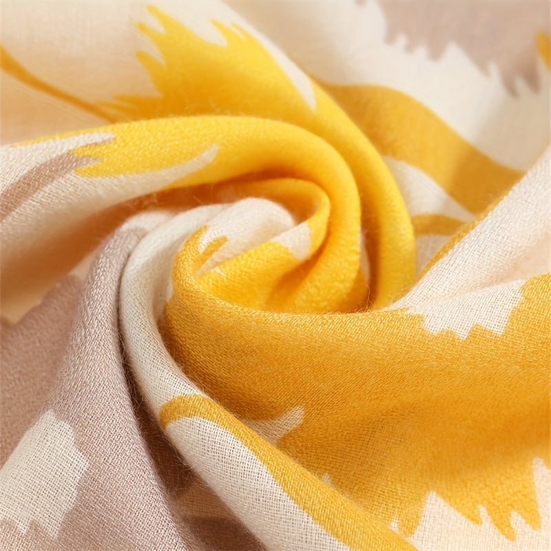 Flower Print Casual Scarf Double Shawl Windproof Warm Head Wrap